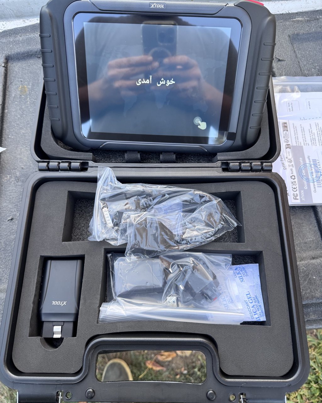Professional XTOOL diagnostic scan tool used by Farrell's Automotive for full system scans